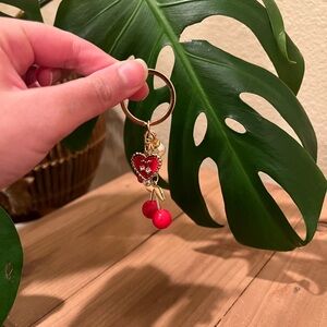 Charming Heart and Cherry Keychain